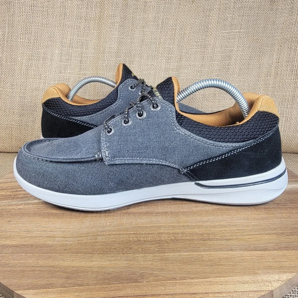 Skechers Elent Mosen Boat Shoes Air Cooled Memory Foam Extra Wide Gray Men's 9.5